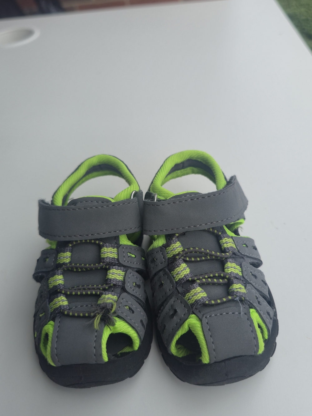 Kids Gray and Neon Green Closed-Toe Sandals